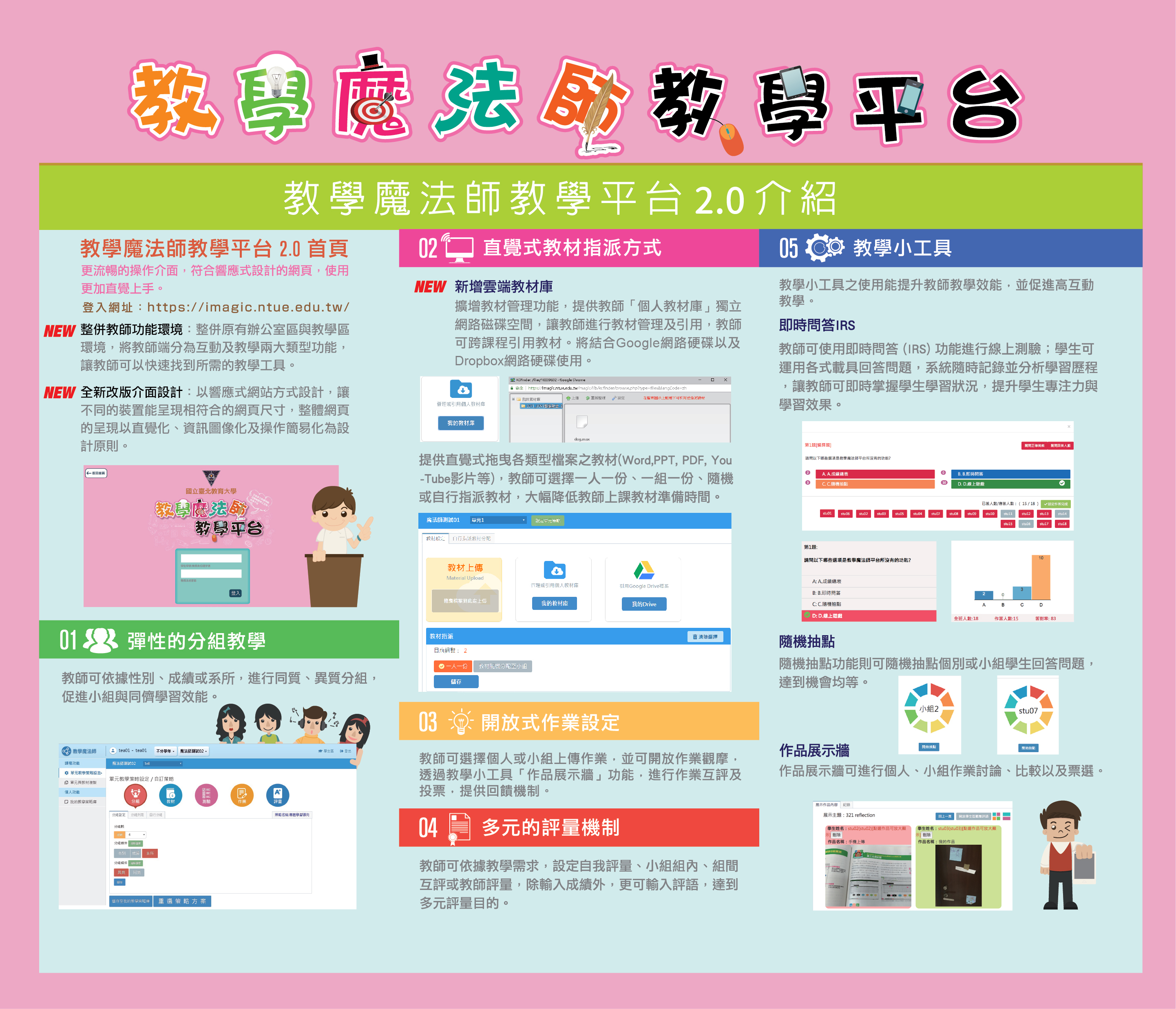 教學魔法師功能介紹 教學平台2.0單頁介紹圖