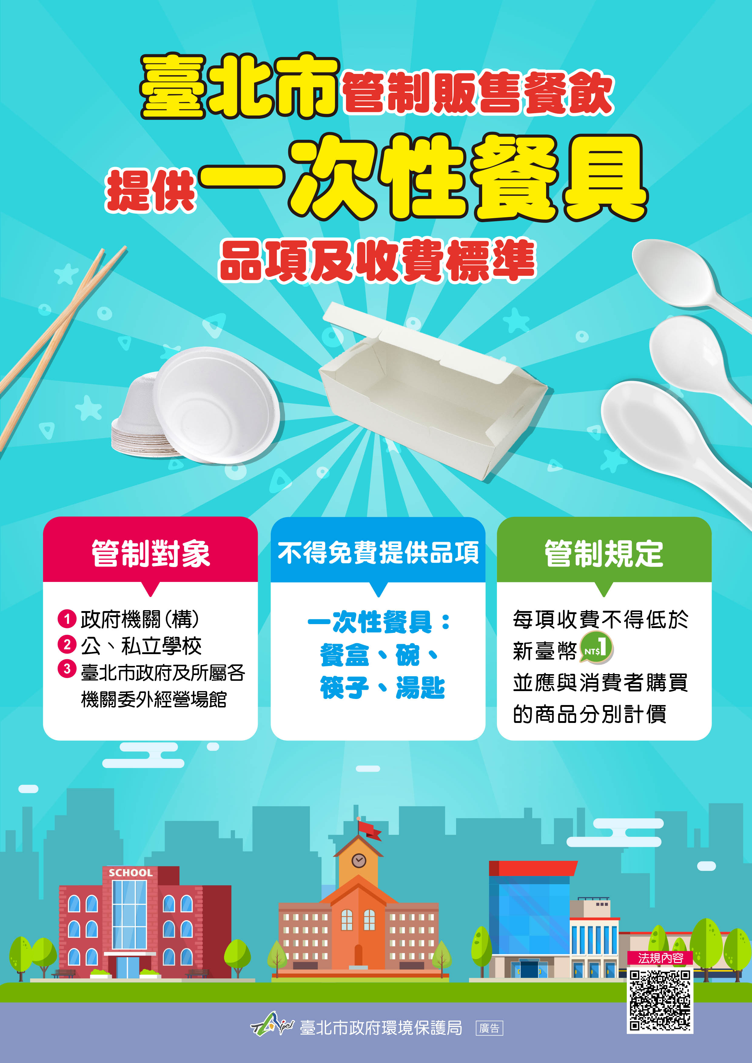 臺北市管制販售餐飲提供一次性餐具 臺北市管制販售餐飲提供一次性餐具-海報