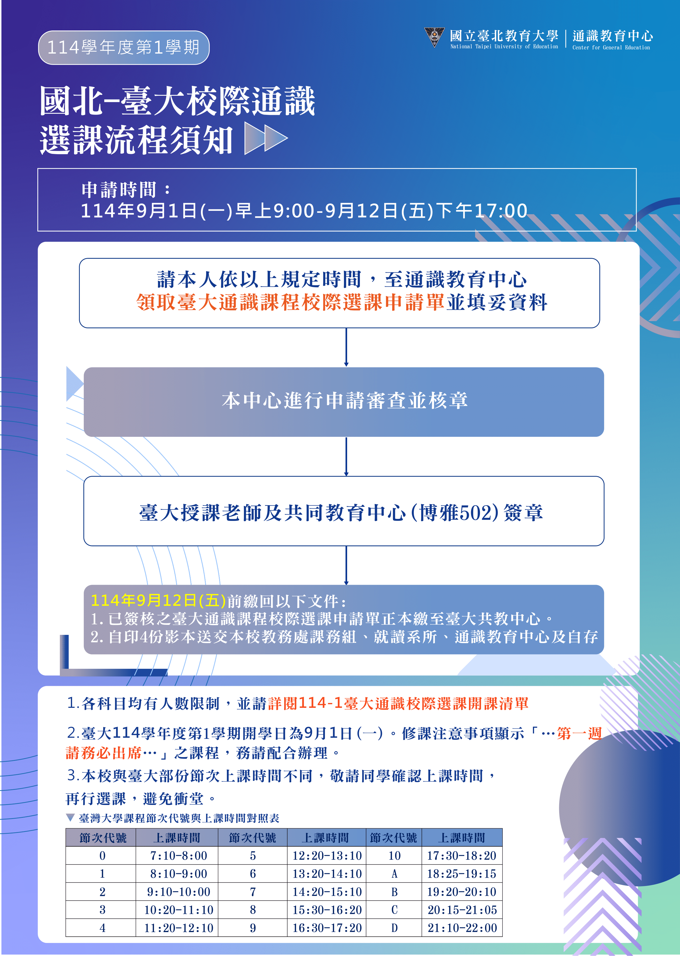114-1國北-臺大校際通識選課流程須知