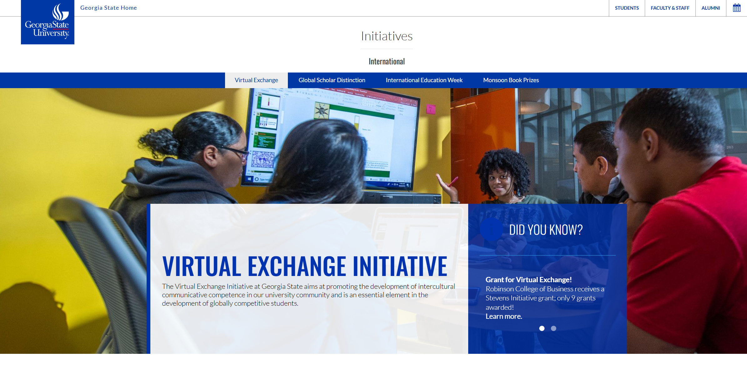 GSU virtual exchange website
