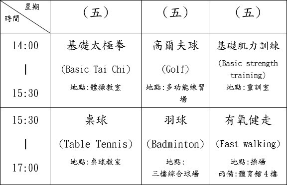 NTUE教職員工樂活運動課程