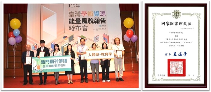 熱門期刊傳播五年引用獲獎