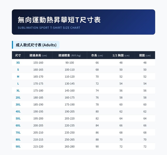 尺寸表